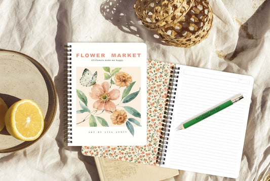 Flower Market Butterfly Medium Note Book