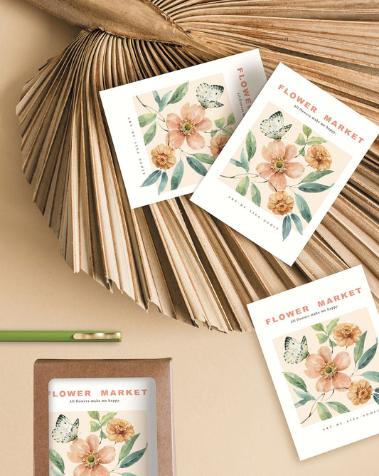 Flower Market Butterfly Note Card Set