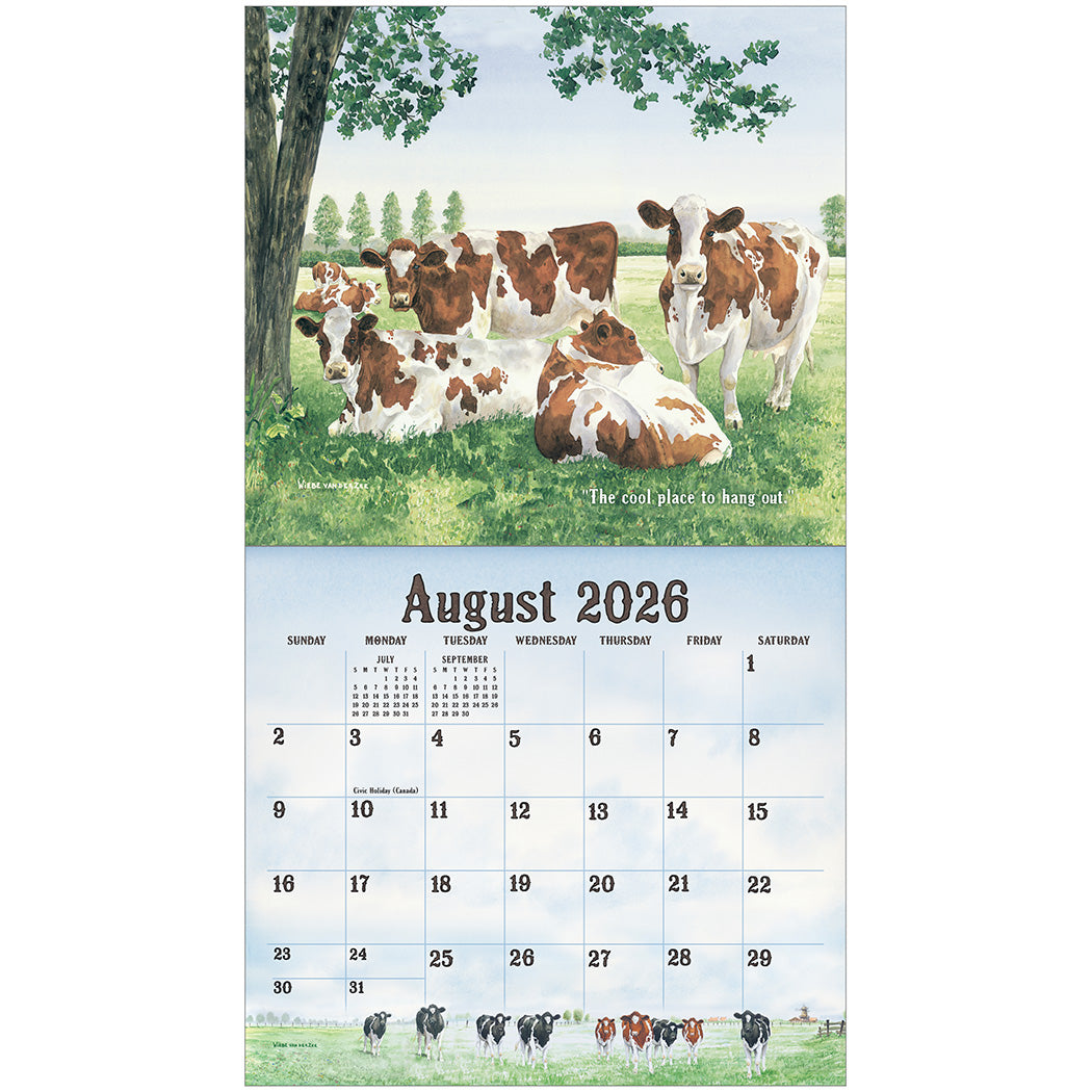 Cows in the Meadow 2026 Wall Calendar