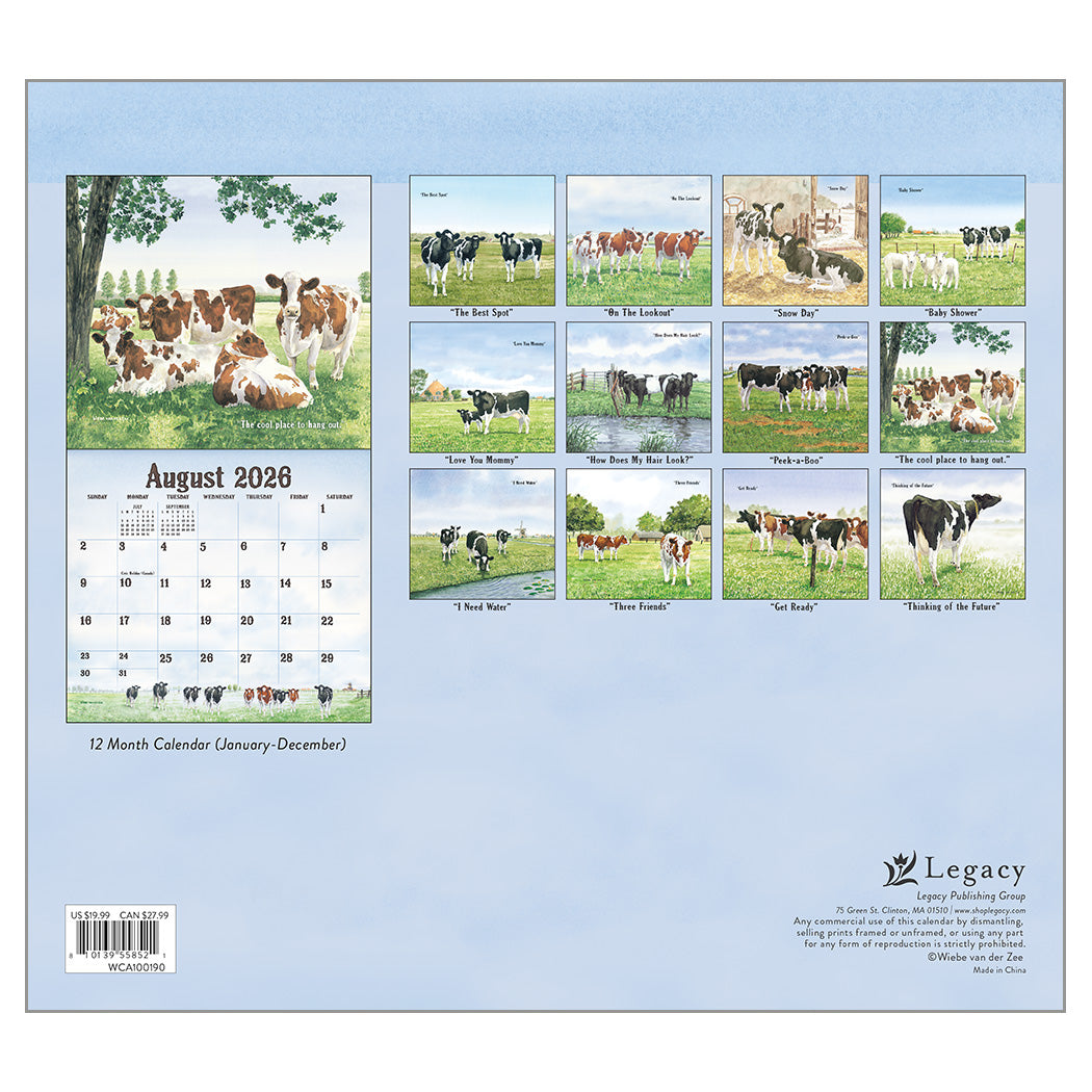 Cows in the Meadow 2026 Wall Calendar