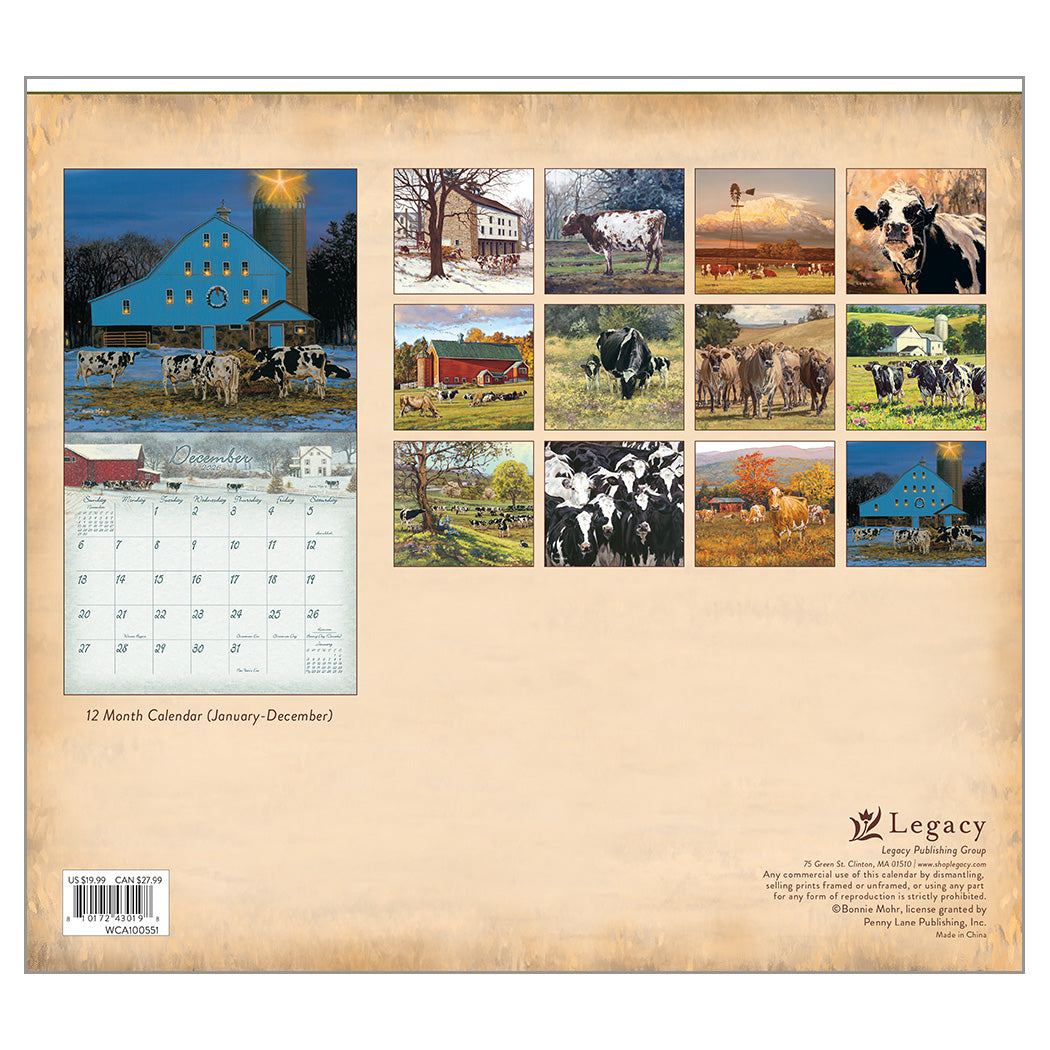 Cow Calendar 2026 Wall Calendar