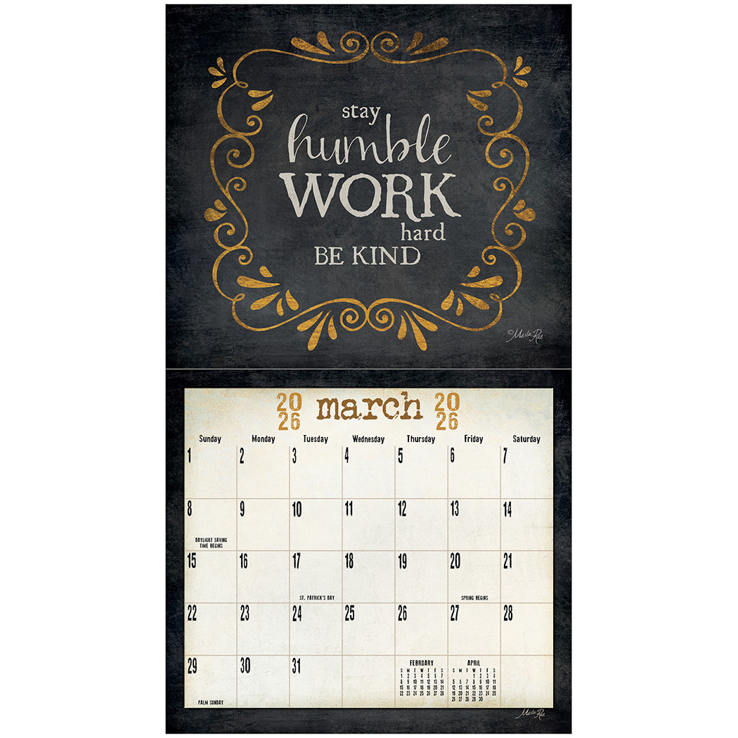 Words to live by 2026 Wall Calendar