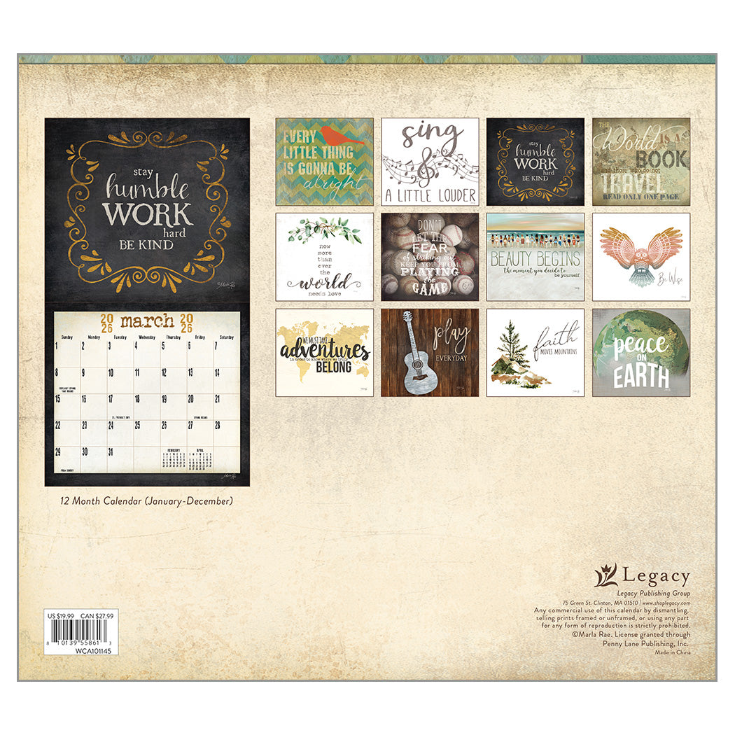 Words to live by 2026 Wall Calendar