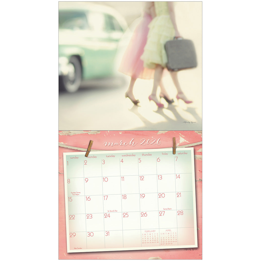 Vintage Pink 2026 Wall Calendar