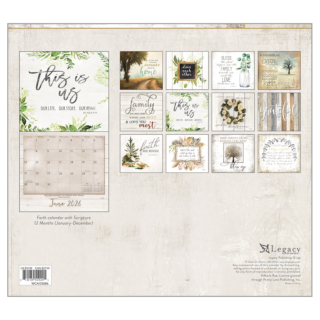 Faith and Family 2026 Wall Calendar