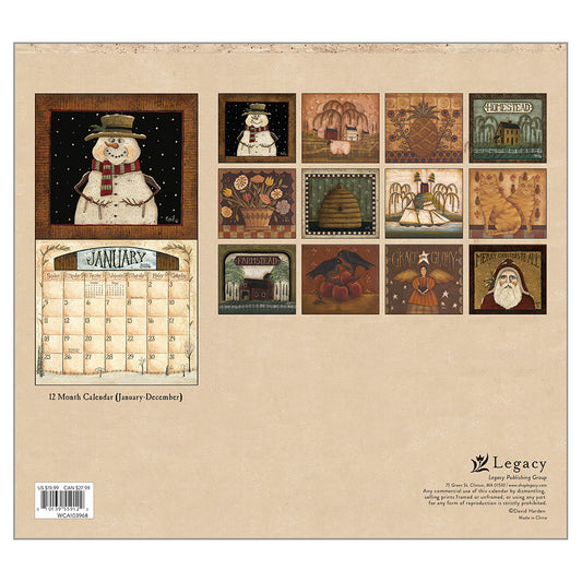 2026 Folk Art by David Mini Wall Calendar