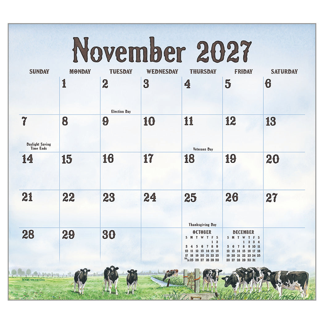 Cows in the Meadow 2027 Wall Calendar