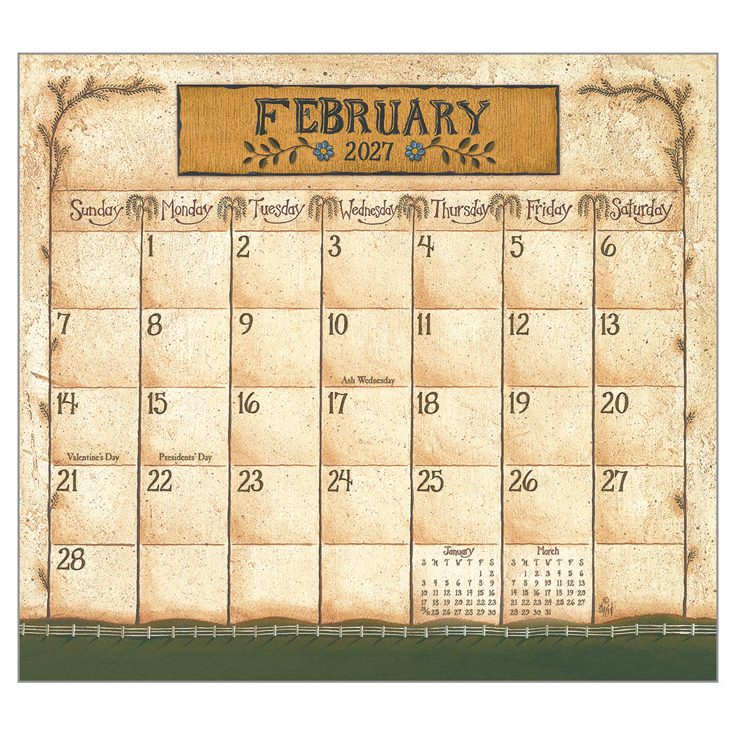 Folk Art by David 2027 Wall Calendar