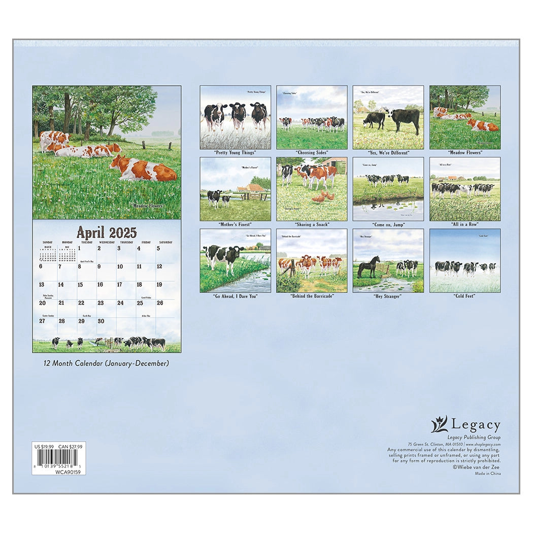 Cows in the Meadow 2025 Wall Calendar