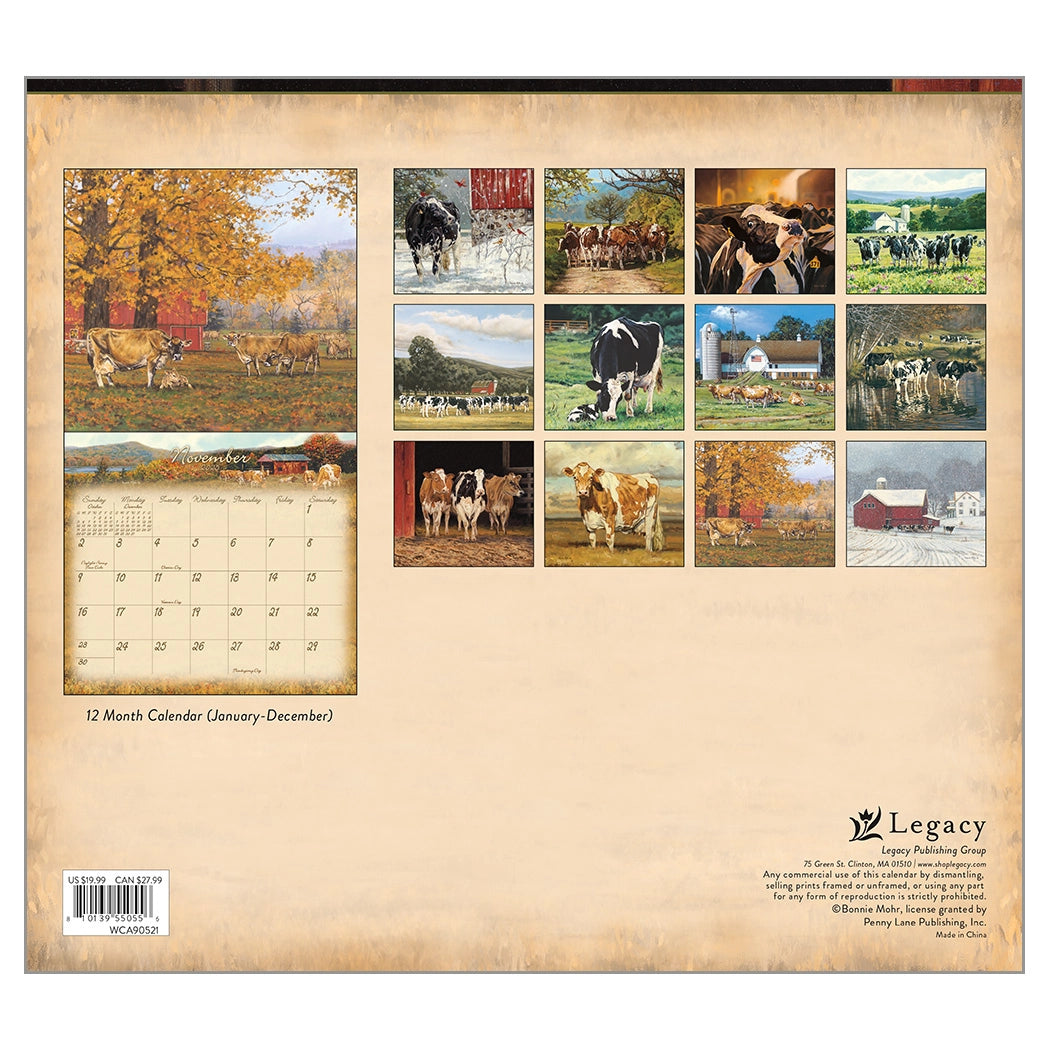 Cow Calendar 2025 Wall Calendar