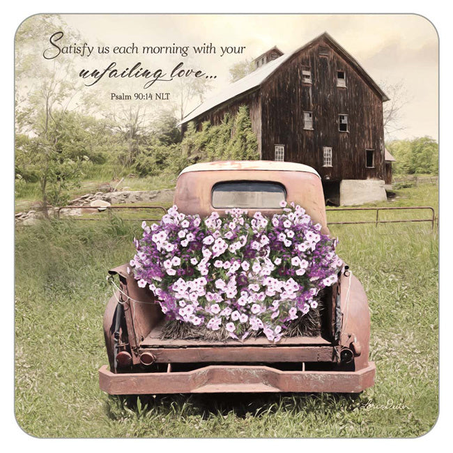 Truck with Flowers coaster set with Scripture