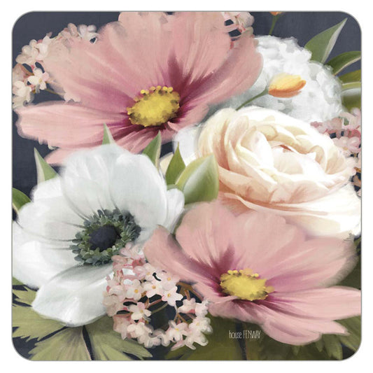 Pink and White Floral coaster set