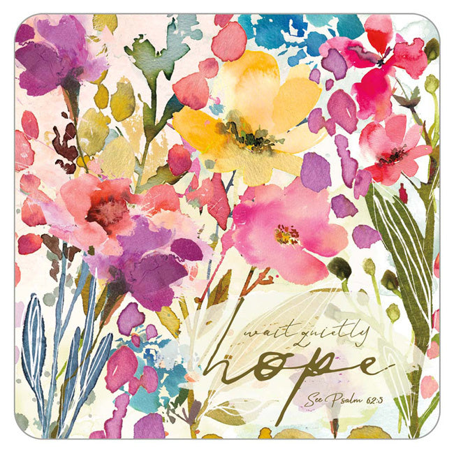 Quietly Hope coaster set with Scripture