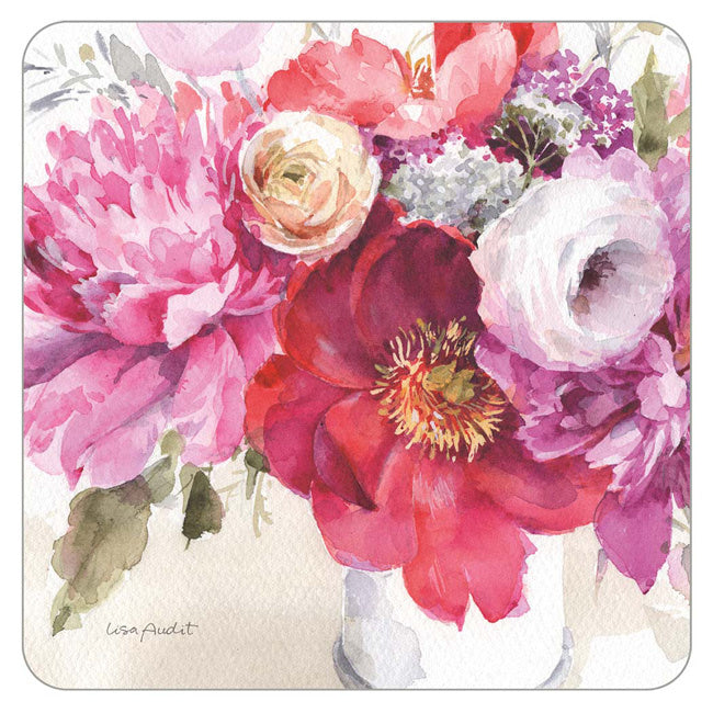 Pink Peonies coaster set