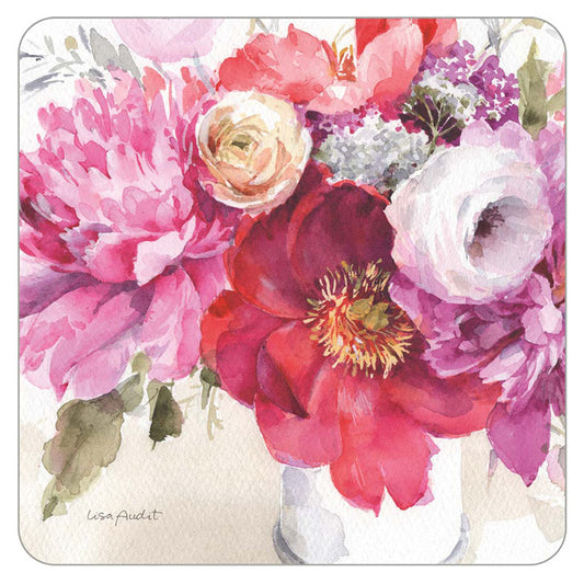 Pink Peonies coaster set