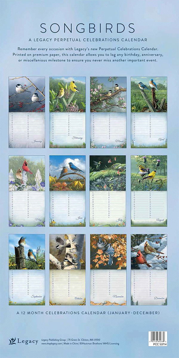 Songbird Perpetual Celebration Calendar