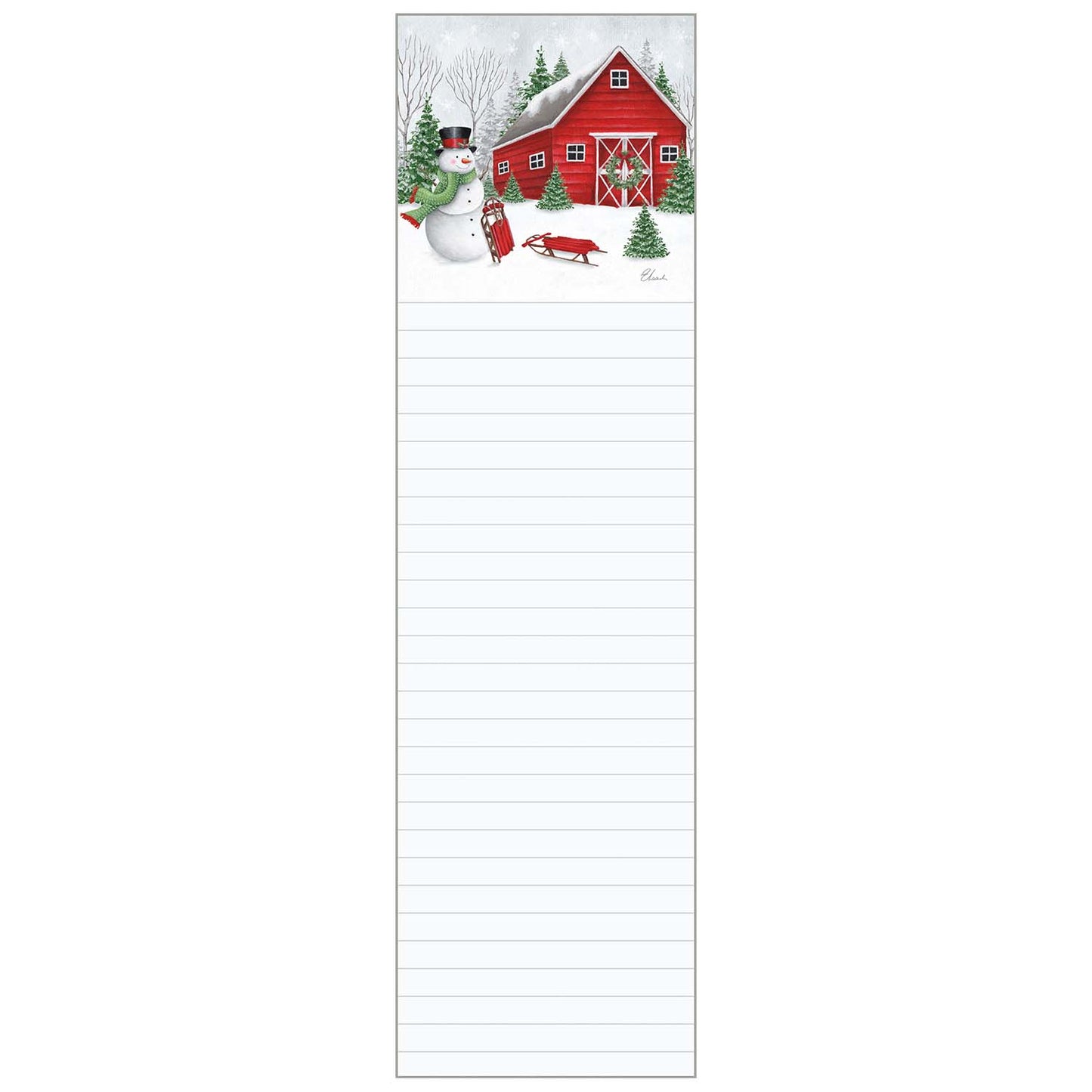 Snowman With Sleds at Barn Magnetic Listpad