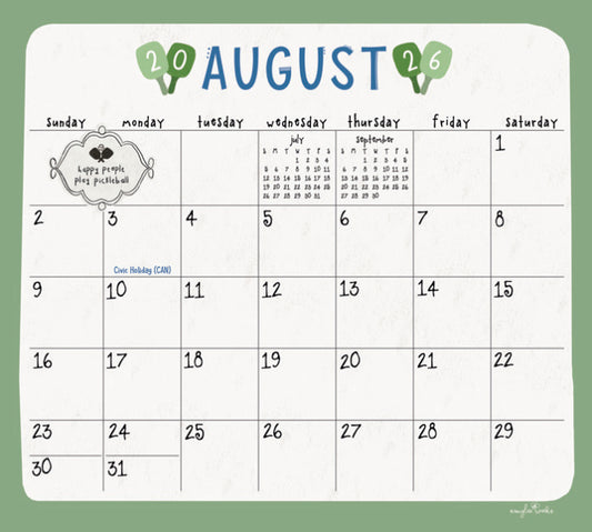 2026 Pickleball Magnetic Calendar Pad