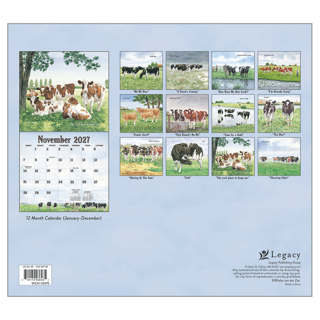 Cows in the Meadow 2027 Wall Calendar