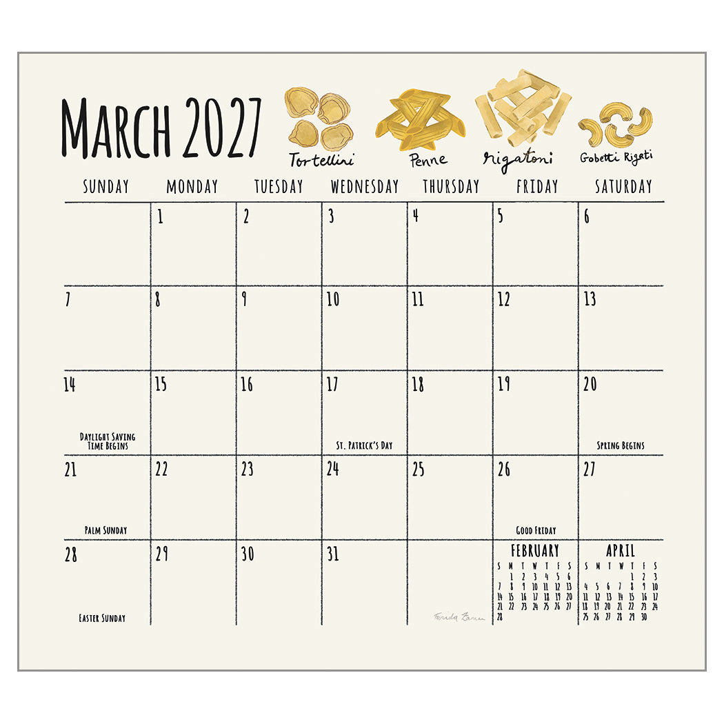Pasta 2027 Wall Calendar