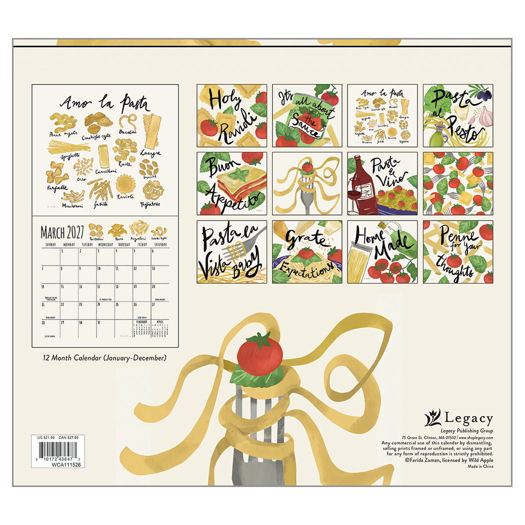 Pasta 2027 Wall Calendar