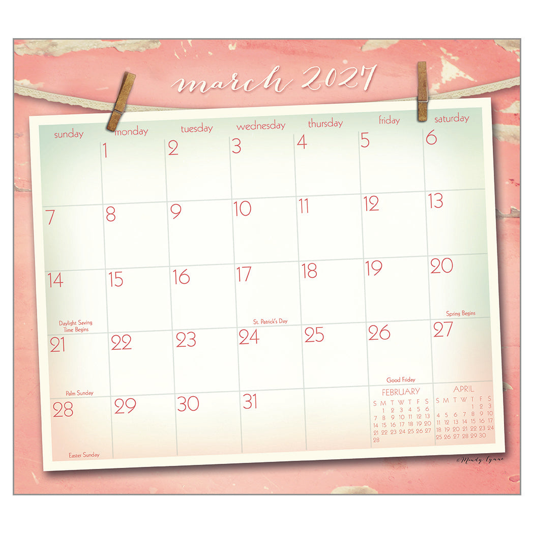 Vintage Pink 2027 Wall Calendar