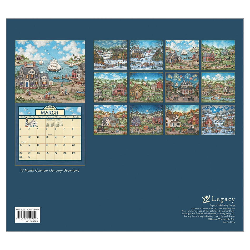 Bonnie White Folk Art 2025 Wall Calendar