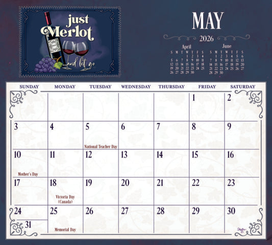 2026 Wine Magnetic Calendar Pad
