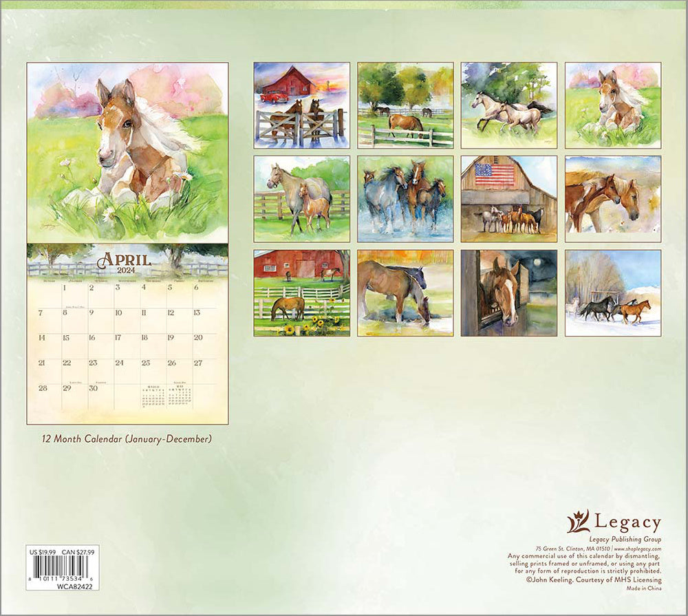For the Love of Horses 2024 Wall Calendar